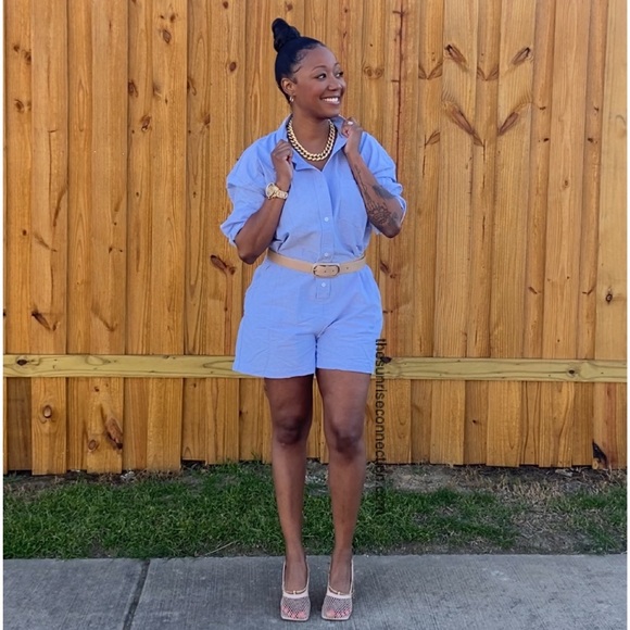 Classic Button Down Romper - Picture 3 of 5